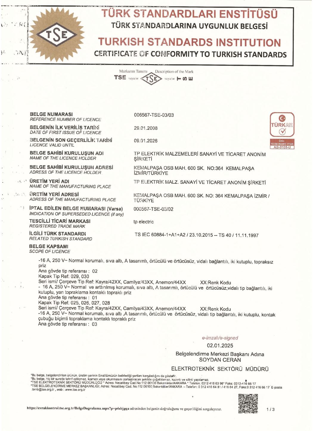 TSE - Ev ve Benzeri Yerler