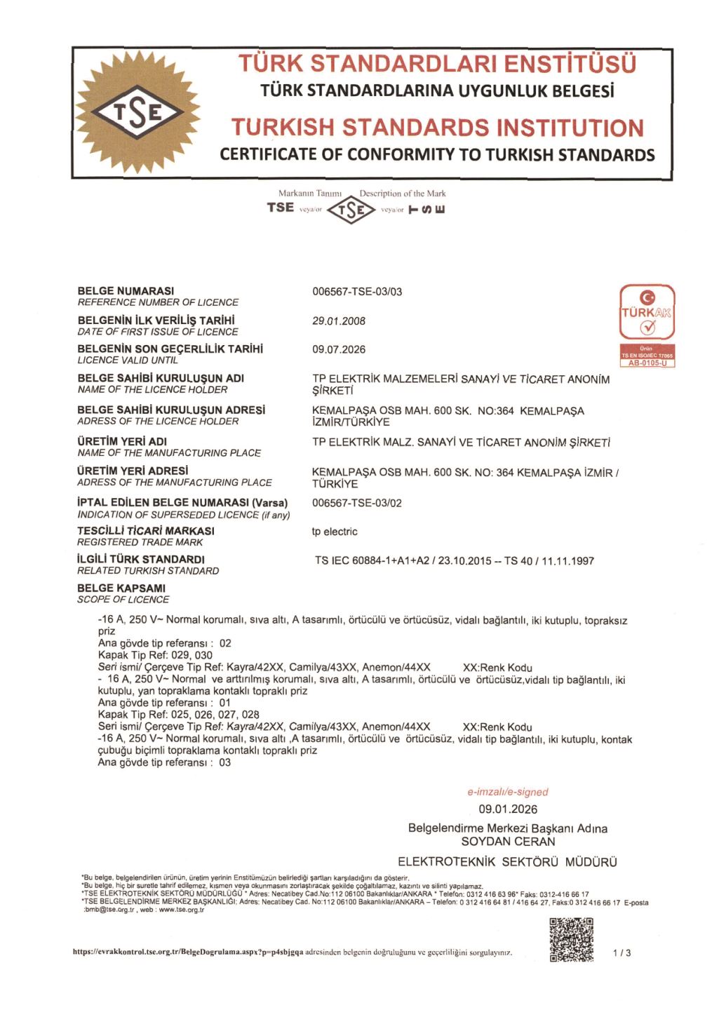 TSE - Ev ve Benzeri Yerler