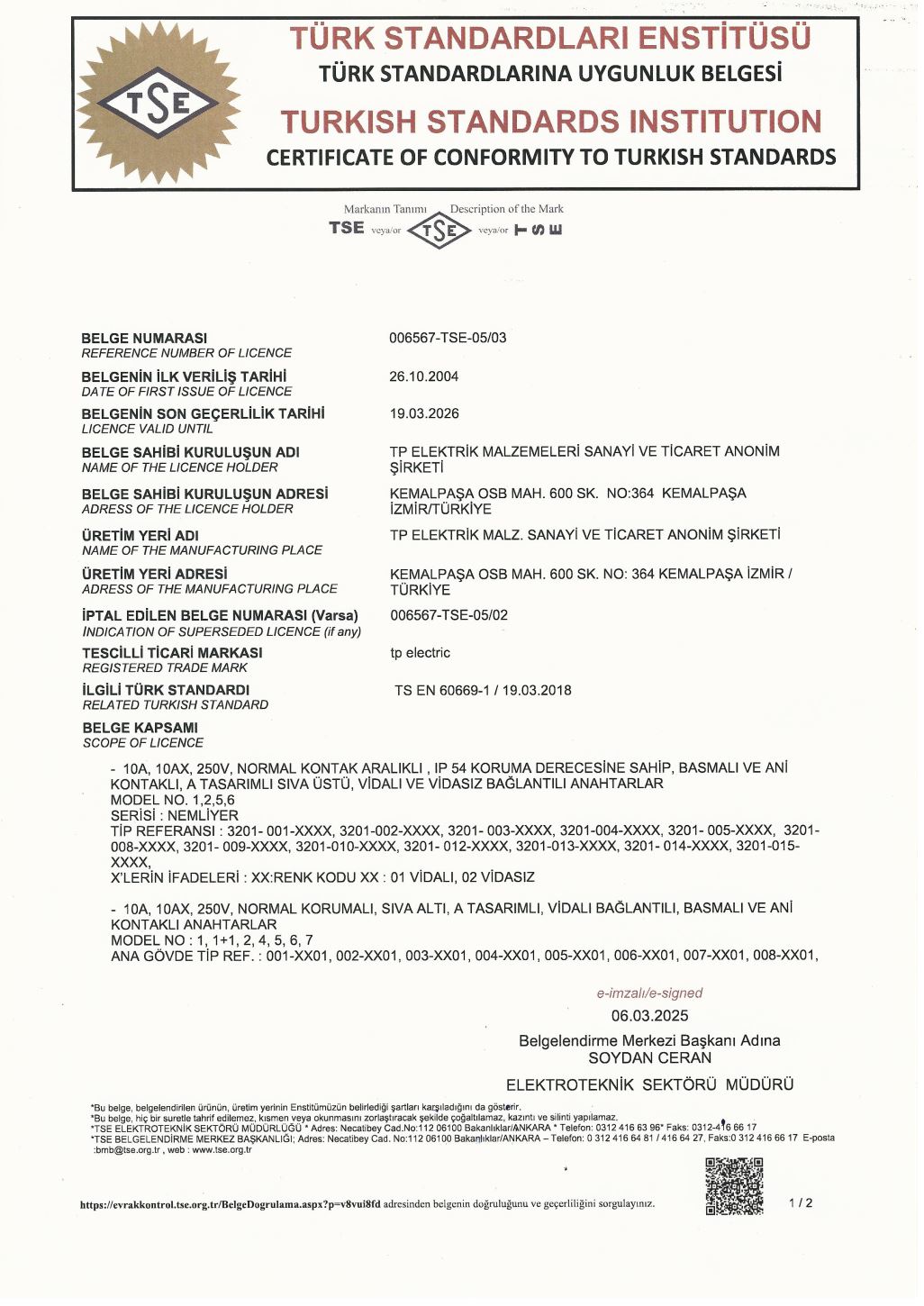 TSE - Nemliyer Anahtarlar