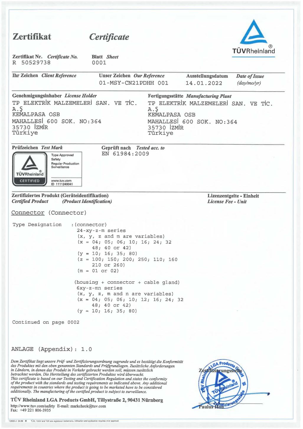 TÜV - Çok Kontaklı Fiş - Prizler