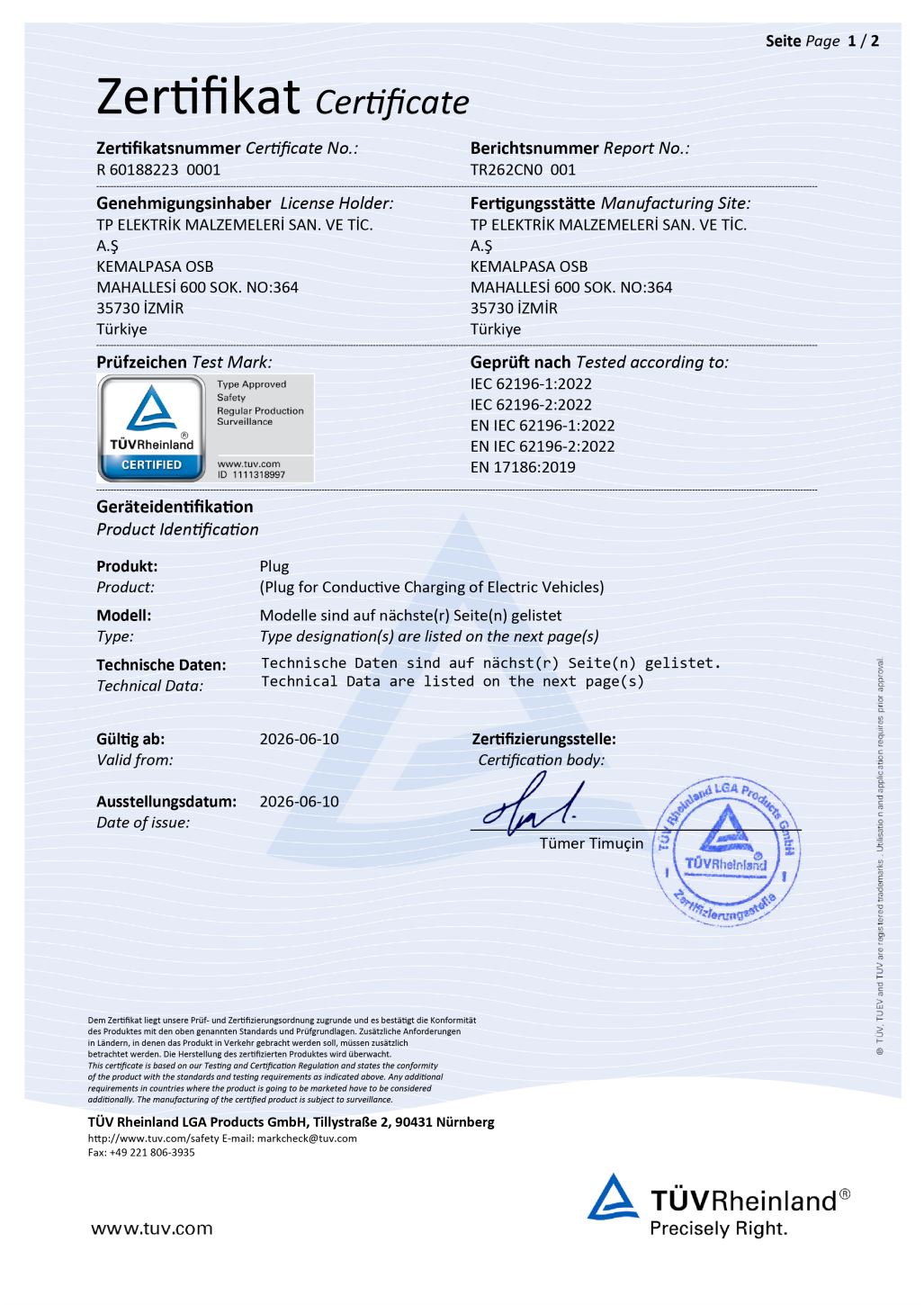 TÜV - Kablolu Şarj Setleri