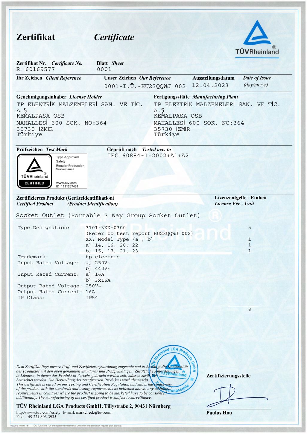 TÜV-Kauçuk Seri 3 Yönlü Seyyar Prizler